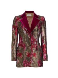 Shop Teri Jon by Rickie Freeman Floral Jacquard amp Velvet Blazer at Saks Fifth Avenue