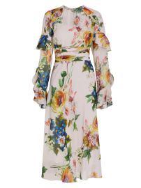 Shop Teri Jon by Rickie Freeman Floral Midi-Dress at Saks Fifth Avenue