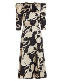 Shop Teri Jon by Rickie Freeman Printed Puff-Shoulder Cocktail Dress at Saks Fifth Avenue