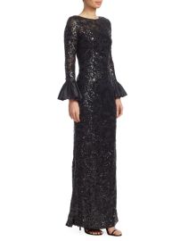 Shop Teri Jon by Rickie Freeman Sequined Bell-Sleeve Gown at Saks Fifth Avenue