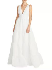 Shop Theia Regina Tiered Cut-Out A-Line Gown at Saks Fifth Avenue