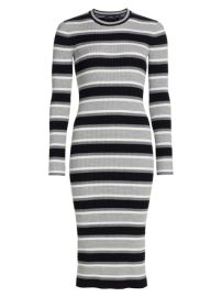 Shop Theory Striped Waffle-Knit Midi Dress at Saks Fifth Avenue