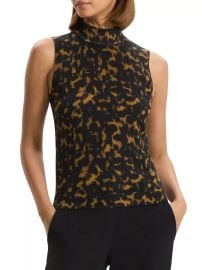 Shop Theory Tortoiseshell Merino Wool Mock Turtleneck Top at Saks Fifth Avenue