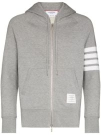 Shop Thom Browne Engineered 4-Bar Zip-Up Jersey Hoodie with Express Delivery - at Farfetch