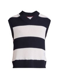 Shop Thom Browne Striped Cotton Oversized Sweater Vest at Saks Fifth Avenue