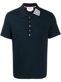 Shop Thom Browne ribbed short-sleeve polo shirt with Express Delivery - at Farfetch