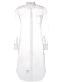 Shop Thom Browne sheer mid-length shirt dress with Express Delivery - at Farfetch