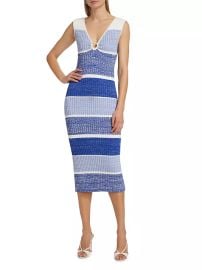 Shop Toccin Sadie Stripe U-Ring Midi-Dress at Saks Fifth Avenue