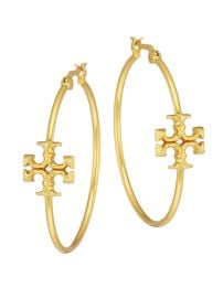 Shop Tory Burch Kira Goldtone Logo Hoop Earrings at Saks Fifth Avenue