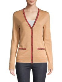 Shop Tory Burch Madeline Striped Trim Cardigan at Saks Fifth Avenue