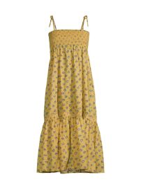 Shop Tory Burch Tiered Smocked Floral Midi-Dress at Saks Fifth Avenue