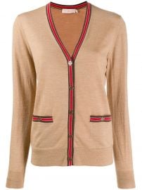 Shop Tory Burch contrast trim cardigan with Express Delivery - at Farfetch