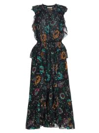 Shop Ulla Johnson Adrienne Silk Floral Midi-Dress Saks Fifth Avenue at Saks Fifth Avenue