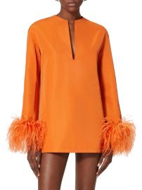 Shop Valentino Embroi Feather-Cuff Minidress at Saks Fifth Avenue