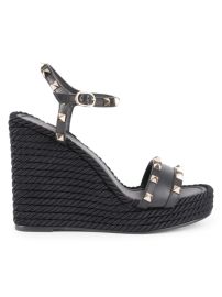 Shop Valentino Garavani Rockstud Leather Espadrille Wedges at Saks Fifth Avenue