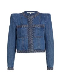 Shop Veronica Beard Arrowe Braid-Trimmed Denim Crop Jacket at Saks Fifth Avenue