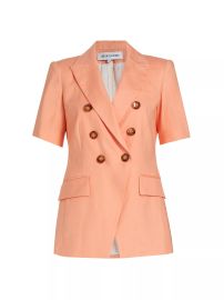 Shop Veronica Beard Atwood Stretch Linen Double-Breasted Jacket at Saks Fifth Avenue