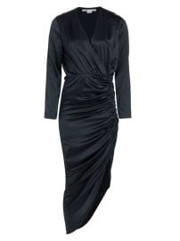 Shop Veronica Beard Cameri Ruched Satin Midi Dress at Saks Fifth Avenue