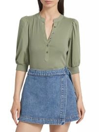 Shop Veronica Beard Coralee Cotton Puff-Sleeve Top at Saks Fifth Avenue