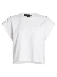 Shop Veronica Beard Eletra Cotton Epaulette T-Shirt at Saks Fifth Avenue