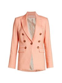 Shop Veronica Beard Gaya Linen Double-Breasted Dickey Blazer at Saks Fifth Avenue