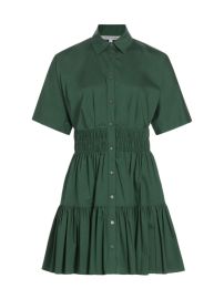 Shop Veronica Beard Greta Smocked Poplin Mini Shirtdress at Saks Fifth Avenue