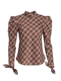 Shop Veronica Beard Isabel Plaid Puff-Shoulder Blouse at Saks Fifth Avenue