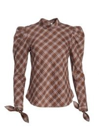 Shop Veronica Beard Isabel Plaid Puff-Shoulder Blouse at Saks Fifth Avenue