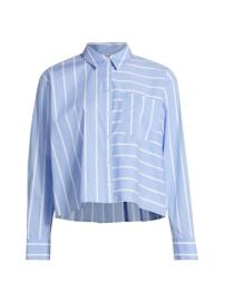 Shop Veronica Beard Kinley Striped Cotton-Blend Shirt at Saks Fifth Avenue