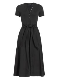 Shop Veronica Beard Kyri Belted Mixed-Media Stretch Cotton Shirtdress at Saks Fifth Avenue