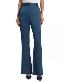 Shop Veronica Beard Lebone Satin High-Rise Flared Pants at Saks Fifth Avenue