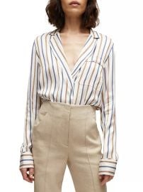 Shop Veronica Beard Lusanne Stripe Long-Sleeve Shirt at Saks Fifth Avenue