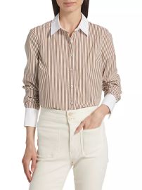 Shop Veronica Beard Marisol Striped Cotton-Blend Long-Sleeve Shirt at Saks Fifth Avenue