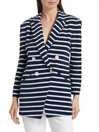 Shop Veronica Beard Ortiz Striped Double-Breasted Jacket at Saks Fifth Avenue