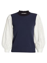 Shop Veronica Beard Roy Mixed-Media Pullover at Saks Fifth Avenue