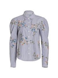 Shop Veronica Beard Signy Embroidered Striped Cotton Shirt at Saks Fifth Avenue