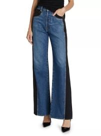 Shop Veronica Beard Taylor Colorblocked High-Rise Wide Flare Jeans at Saks Fifth Avenue