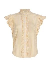 Shop Veronica Beard Tenille Striped Ruffle Shirt at Saks Fifth Avenue