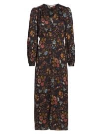 Shop Veronica Beard Terina Floral Silk-Blend Midi-Dress Saks Fifth Avenue at Saks Fifth Avenue