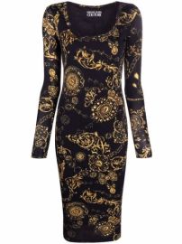 Shop Versace Jeans Couture baroque-print midi dress with Express Delivery - at Farfetch