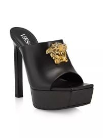 Shop Versace La Medusa 140MM Leather Platform Mules at Saks Fifth Avenue