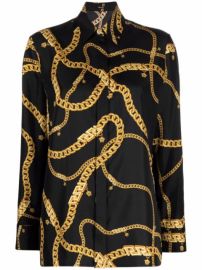 Shop Versace chain logo-print silk shirt with Express Delivery - at Farfetch