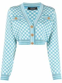 Shop Versace cropped check cardigan with Express Delivery - at Farfetch