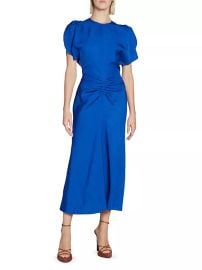 Shop Victoria Beckham Crinkled Gathered-Waist Midi-Dress at Saks Fifth Avenue