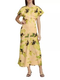 Shop Victoria Beckham Floral Drape-Shoulder Maxi Dress at Saks Fifth Avenue