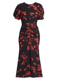 Shop Victoria Beckham Floral Gathered Waist Midi-Dress at Saks Fifth Avenue