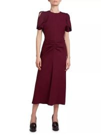 Shop Victoria Beckham Gathered-Waist Midi-Dress at Saks Fifth Avenue