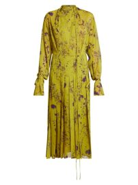 Shop Victoria Beckham Pleated Silk Tea Dress at Saks Fifth Avenue