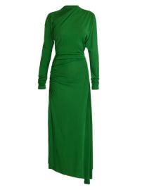 Shop Victoria Beckham Slash-Neck Ruched Midi-Dress at Saks Fifth Avenue