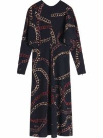 Shop Victoria Beckham chain-print dolman midi dress with Express Delivery - at Farfetch